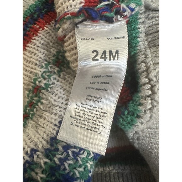 OshKosh B’Gosh Fair Isle T-Rex Dino Sweater Size 24 MONTHS Gray Blue Green - Picture 5 of 6